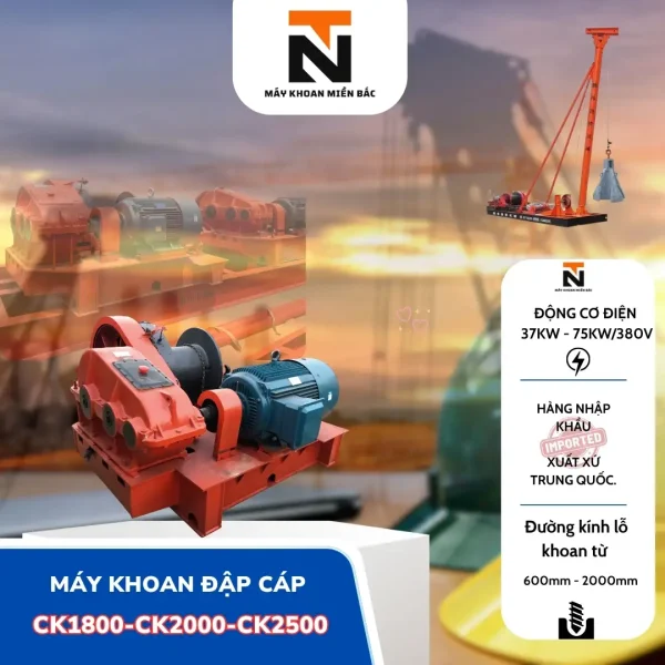 Máy khoan đập cáp CK2500 - Tời JK10
